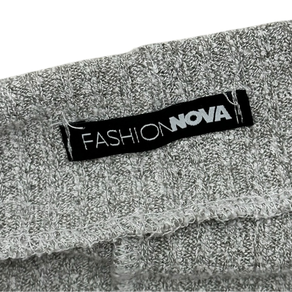 Fashion Nova Off-the-Shoulder Grey Knit Sweater - Picture 2 of 3